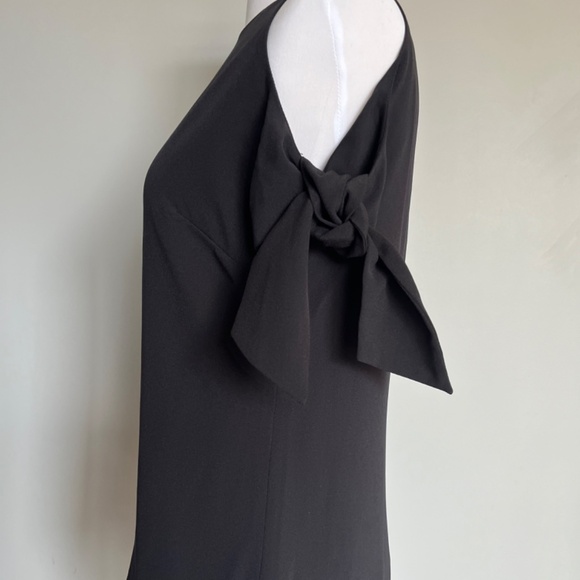 Ted Baker Yaele Black Cold-Shoulder Blouse Short Tie Sleeves Cocktail Top Tee - Picture 7 of 13